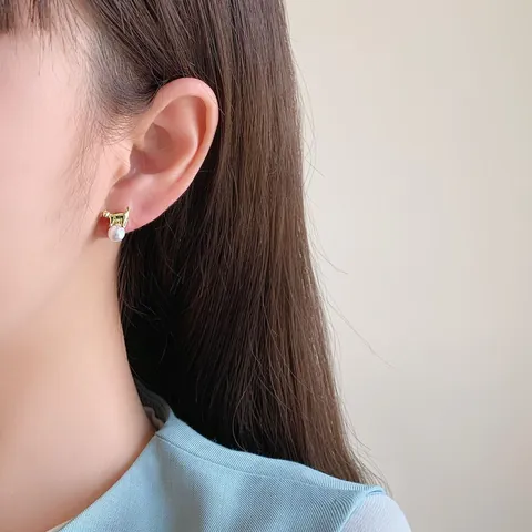 Luxury Alloy Enamel Flower Animal Stud Earrings With 925 Sterling Silver Earring Post Cat Rabbit Bow Heart Butterfly Jewelry For Women