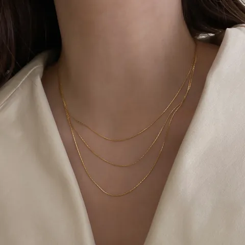 Collier Chaîne Serpent Multirang Minimaliste Plaqué Or Argent Métal Collier de Clavicule pour Femmes Bijoux Élégants Cadeau