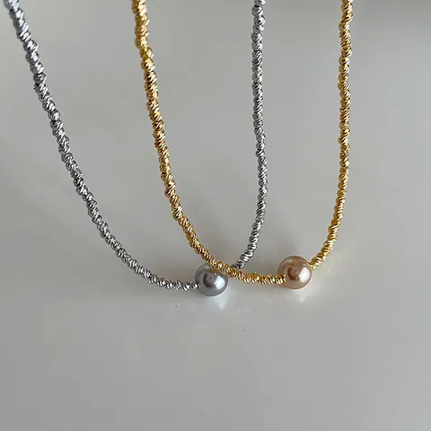 Irregular Beaded Metal Necklace With Artificial Pearl Pendant Minimalist Korean Style Vintage Elegant Choker For Women Jewelry