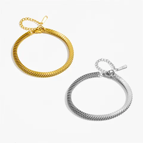 Modisches Edelstahl Fischschuppen Kettenarmband Für Damen Verstellbare Länge Gold Silber Plattiert Elegantes Minimalistisches Schmuck Geschenk
