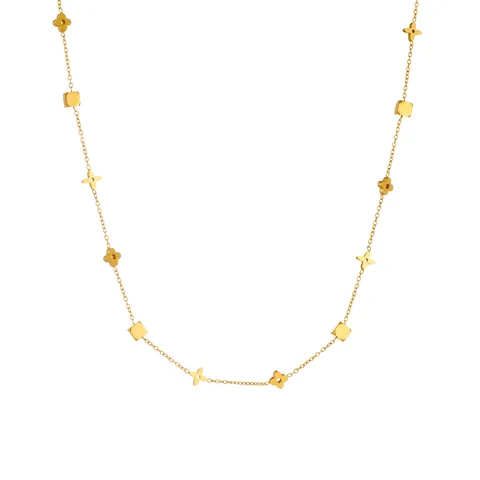 Edelstahl Schmuckset Für Damen Vergoldete Kleeblatt Halskette Und Armband Set Minimalistischer Geometrischer Modeschmuck Geschenk
