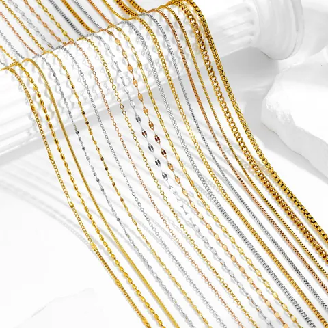 Stainless Steel Chain Necklace For Women Men DIY Jewelry Making Cable Box Snake Lip Rice Bead Floral Chain Gold Silver Rose Gold Plated Minimalist Neckline Accessory