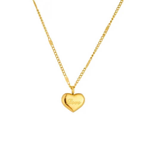 Collana Con Pendente a Cuore in Acciaio al Titanio Con Lettere Love Incise Elegante Gioiello Minimalista Placcato Oro Argento da Donna