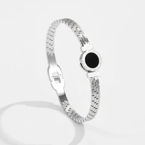 Mode Titanstahl Römische Zahlen Armband Für Damen Luxus Uhrenarmband Stil Armreif Mit Love Gravur Gold Roségold Silber Schmuck