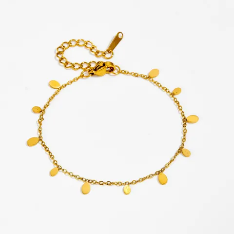 Collar Pulsera Tobillera Minimalista de Acero Inoxidable Chapado en Oro Con Disco de Gota de Agua para Mujer Joyería Elegante Cadena de Clavícula