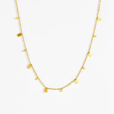 Minimalistischer Titanstahl Rechteck Anhänger Halskette Für Damen Vergoldete Geometrische Kette Armband Fußkettchen Modeschmuck