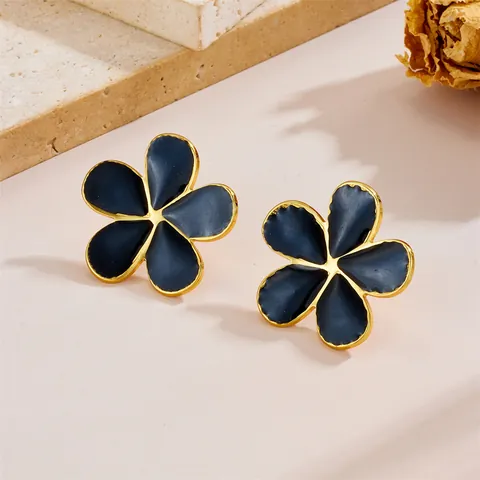 Retro Blumen Ohrstecker Edelstahl Emaille Florale Blütenblatt Ohrringe Für Damen Mode Schmuck Zubehör Geschenk