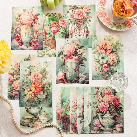 Vintage Frühling Floral Thema Scrapbook Material Papier Leichtes Papier Dekorative Notizblöcke Für Journaling DIY Basteln Kunst Dekor
