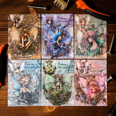 Steampunk Fairy Mechanical PET Stickers Retro Hand Account DIY Decorative Frames Scrapbooking Material For Journaling