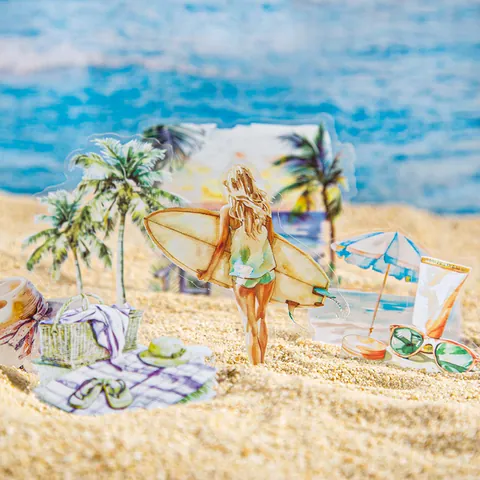 Romantic Travel Diary Series PET Stickers Vintage Watercolor Scrapbooking Journal Decorative Stickers Architecture Beach Theme