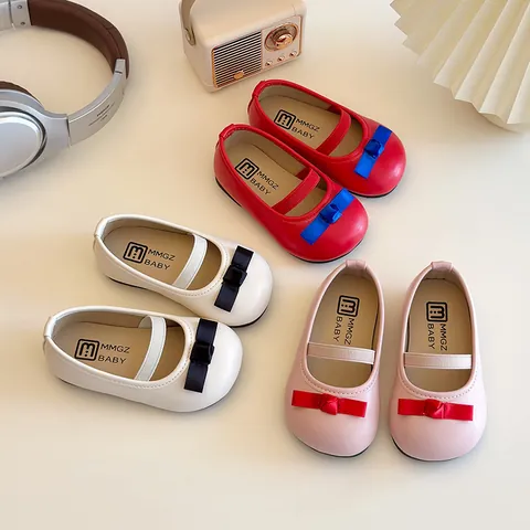 Kinder Mädchen Mary Jane Schuhe Mit Schleife Prinzessin Flache Schuhe Weiche Sohle Rutschfest Kleinkinder Mädchen Casual Schule Schuhe
