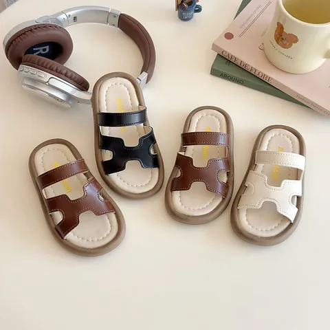 Kinder Mädchen Jungen Casual H-Schnitt Design Hausschuhe Sommer Weiche Sohle Flache Outdoor Strand Sandalen Mode Kinder Schuhe