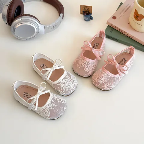 Chaussures Mary Jane Douces à Dentelle Pour Filles Maille Respirante Semelle Souple Ballerines de Princesse Pour Fête Quotidien