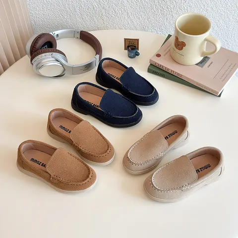Kinder Kleinkinder Jungen Mädchen Casual Loafer Slipper Mokassins PU Wildleder Softsohle Atmungsaktive Halbschuhe Für Schule Reise Alltag