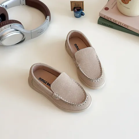 Kinder Kleinkinder Jungen Mädchen Casual Loafer Slipper Mokassins PU Wildleder Softsohle Atmungsaktive Halbschuhe Für Schule Reise Alltag