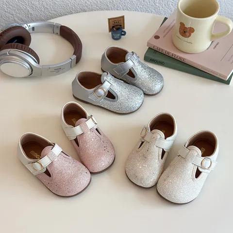 Mädchen Pailletten Mary Jane Schuhe T-Riemen Weiche Sohle Prinzessin Schuhe Glitzer Kleinkind Flats Für Party Hochzeit