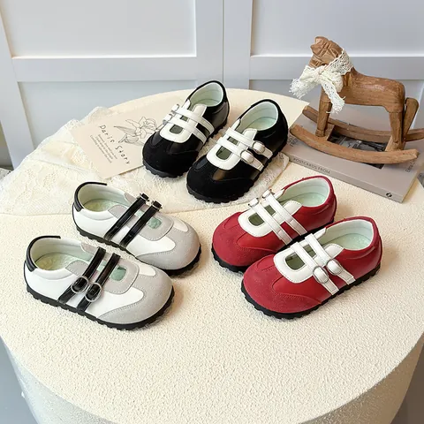 Scarpe Mary Jane Vintage da Ragazza Color Block Scarpe Scolastiche Casual per Bambini Con Doppia Chiusura a Strappo Suola Morbida Antiscivolo Ballerine in Pelle PU
