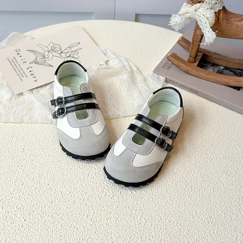Scarpe Mary Jane Vintage da Ragazza Color Block Scarpe Scolastiche Casual per Bambini Con Doppia Chiusura a Strappo Suola Morbida Antiscivolo Ballerine in Pelle PU