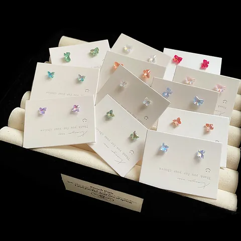 Colorful Aurora Resin Butterfly Bowknot Stud Earrings With 925 Sterling Silver Earring Post Women Fashion Jewelry Daily Gift