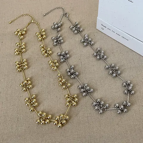 Minimalistische Metallkugel Cluster Halskette Gold Silber Vergoldete Legierung Perlen Schlüsselbeinkette Mode Schmuck Für Damen