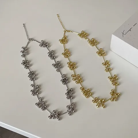 Minimalistische Metallkugel Cluster Halskette Gold Silber Vergoldete Legierung Perlen Schlüsselbeinkette Mode Schmuck Für Damen