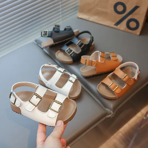 Kinder Sandalen Doppelriemen Casual Kids Offene Zehen Strandschuhe Verstellbare Metallschnallen Weiche Sohle Für Jungen Mädchen