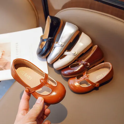 Girls Mary Jane Shoes T-Strap Princess Leather Shoes Soft Sole Non-Slip School Shoes For Toddler Little Kids Girls