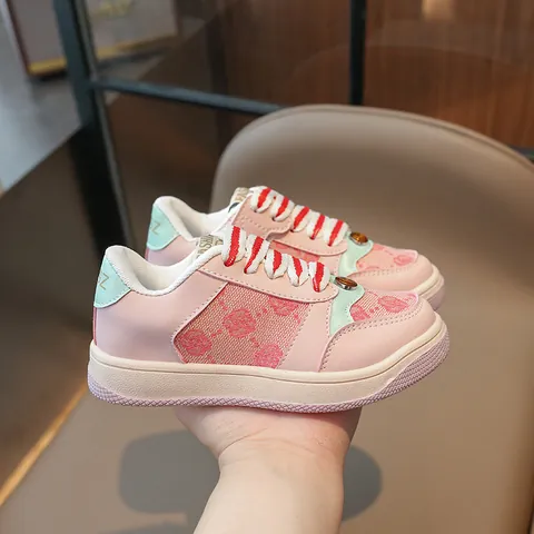 Children's Fashion Casual Sneakers Boys Girls Retro Monogram Running Shoes Breathable Non-slip Kids Dad Shoes Board Shoes