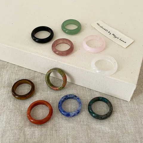 Natuursteen Kristal Vingerringen Handgemaakt Minimalistisch Gepolijst Edelsteen Textuur Boheems Sieraden Accessoires Voor Vrouwen Elegant Dagelijks
