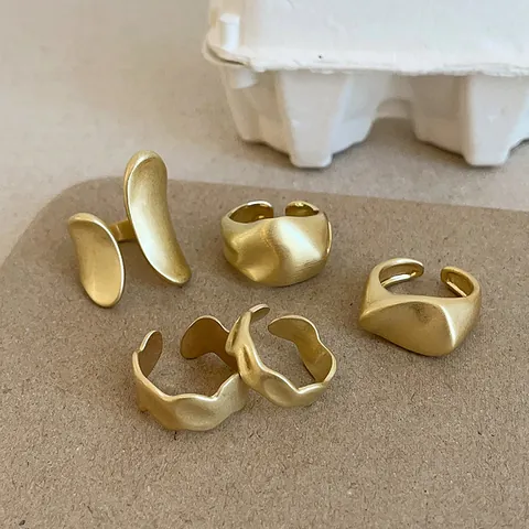 Anillo Abierto de Metal Mate Irregular Único Chapado en Oro Geométrico Joyería de Moda para Dedos para Accesorios de Mujer