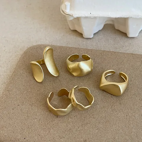 Anillo Abierto de Metal Mate Irregular Único Chapado en Oro Geométrico Joyería de Moda para Dedos para Accesorios de Mujer