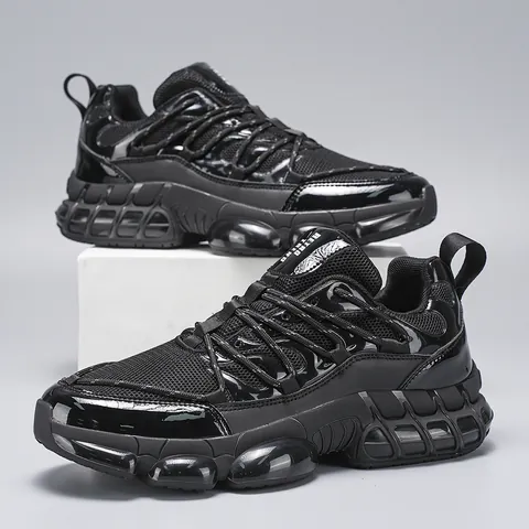 Men Chunky Sneakers Breathable Mesh Patchwork Thick Sole Running Shoes Retro Trend Plus Size Casual Athletic Footwear
