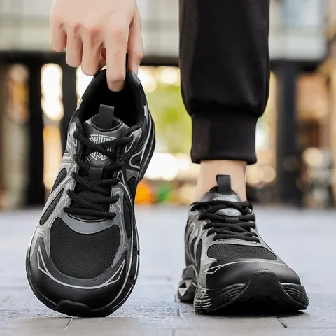 Men Casual Sports Shoes Breathable Mesh Patchwork Thick Sole Lightweight Running Walking Fashion Outdoor Sneakers For Men