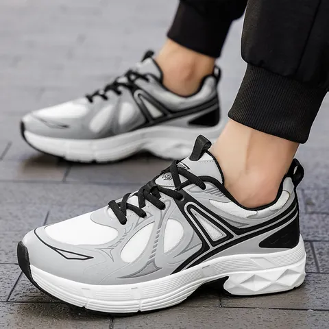 Men Casual Sports Shoes Breathable Mesh Patchwork Thick Sole Lightweight Running Walking Fashion Outdoor Sneakers For Men