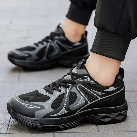 Fashion Mens Sneakers Breathable Mesh Synthetic Leather Patchwork Running Shoes Thick Sole Casual Retro Dad Shoes For Men