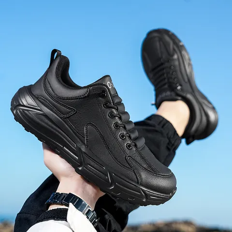 Men's Casual Running Shoes Big Size Chunky Sneakers Breathable Lightweight Synthetic Leather Lace Up Outdoor Fashion Walking Shoes