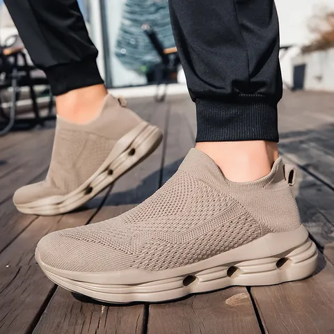 Men Women Breathable Flyknit Walking Shoes Slip On Sock Sneakers Lightweight Cushioning Casual Athletic Footwear Everyday