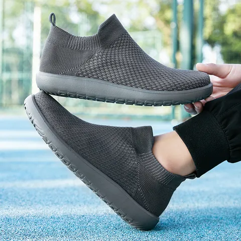 Men's Breathable Flyknit Socks Shoes Slip On Casual Sneakers Lightweight Walking Sport Shoes Wide Width Running Shoes