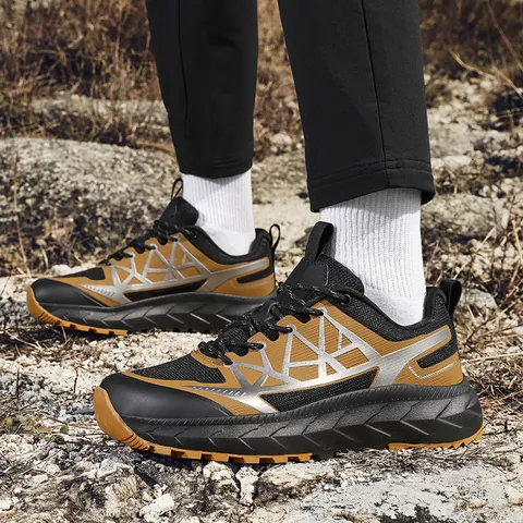 Chaussures de Randonnée pour Hommes en Mesh Respirant Baskets de Course Légères Amortissantes Semelle Épaisse Chaussures de Sport