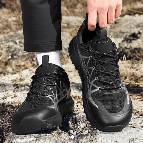Chaussures de Randonnée pour Hommes en Mesh Respirant Baskets de Course Légères Amortissantes Semelle Épaisse Chaussures de Sport