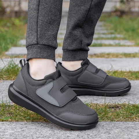 Atmungsaktive Mesh Walkingschuhe Mit Klettverschluss Leichte Dämpfung Rutschfest Freizeit Sneakers Für Ältere Herren Damen Komfortschuhe