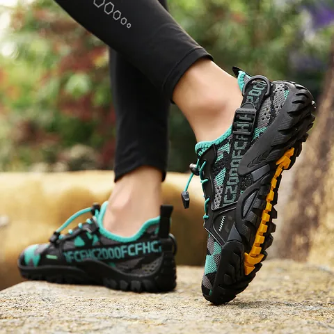 Men's Outdoor Wading Shoes Breathable Mesh Hiking Sneakers Quick Dry Non Slip Casual Sports Shoes For Summer Beach Walking
