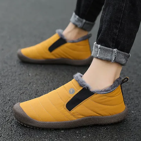 Bottes de Neige d'Hiver Imperméables pour Hommes Femmes Doublure en Peluche Chaude Chaussures en Coton Antidérapantes Bottines Casual Matelassées