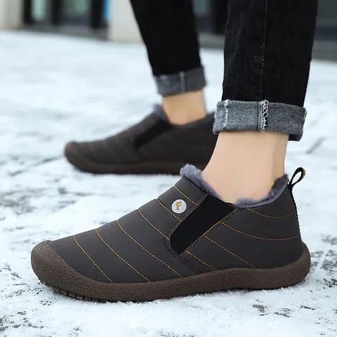 Bottes de Neige d'Hiver Imperméables pour Hommes Femmes Doublure en Peluche Chaude Chaussures en Coton Antidérapantes Bottines Casual Matelassées