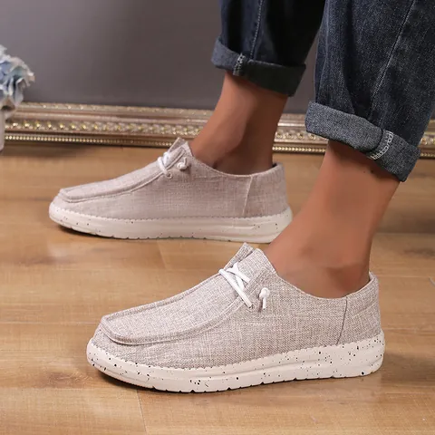 Mocassins en Toile pour Hommes Chaussures Décontractées Légères Respirantes Avec Semelle à Éclaboussures d'Encre Mocassin Sans Lacets pour Quotidien