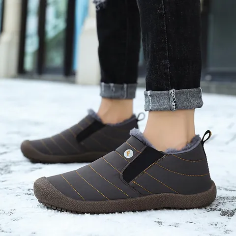 Winter Waterproof Snow Boots For Men Women Thermal Fleece Lined Anti-slip Outdoor Warm Shoes Slip-on Zipper Casual Boots
