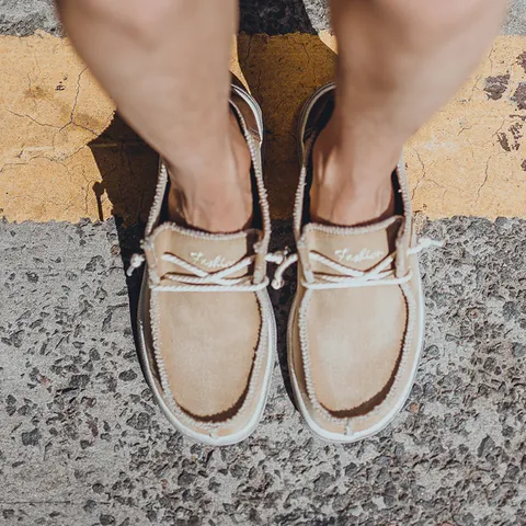 Mocassins Homme en Toile Décontractés Légers Respirants À Enfiler Chaussures Style Moccasin Avec Surpiqûres Contrastées Bords Bruts Rétro