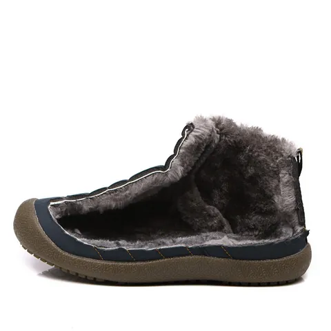 Unisex Waterproof Winter Snow Boots With Warm Fur Lining Outdoor Slip-On Padded Shoes For Men Women Non-Slip Wear-Resistant Cotton Boots