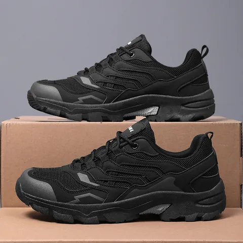 Outdoor Hiking Shoes Wide Toe Breathable Anti Slip Wear Resistant Camping Trekking Sneakers Men Women Mesh Synthetic Leather Athletic Footwear Low Top
