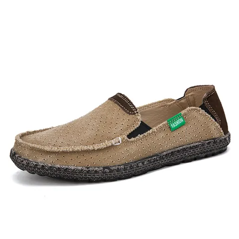 Mocassini in Tela Casual da Uomo Traspiranti Traforati Senza Lacci Scarpe Basse Vintage Invecchiate Suola Morbida Scarpe da Camminata all'Aperto